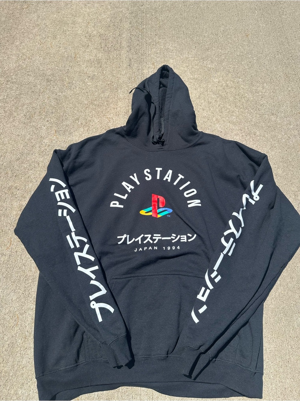 Sony PlayStation Black Hoodie with Multicolor Logo
